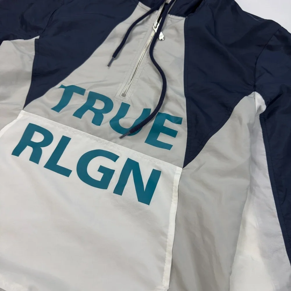 Y2K True Religion Dagger Half Zip Jacket Mens Size‎ M Colorblock Lightweight